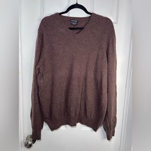 Mantovani Studio V-Neck Brown Sweater Women’s Size XL 100% Italian Cashmere